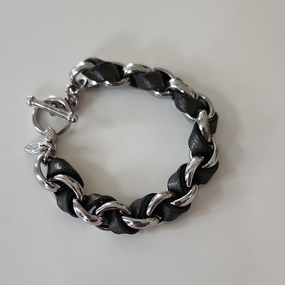 Hallam Bracelet Pewter and Silver 7.75in